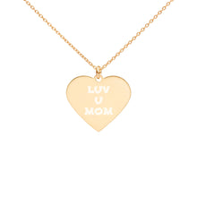 LUV U MOM Engraved Silver Heart Necklace